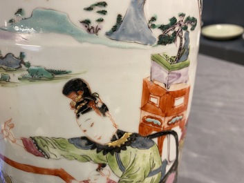 A Chinese famille rose vase with ladies playing go, Yongzheng
